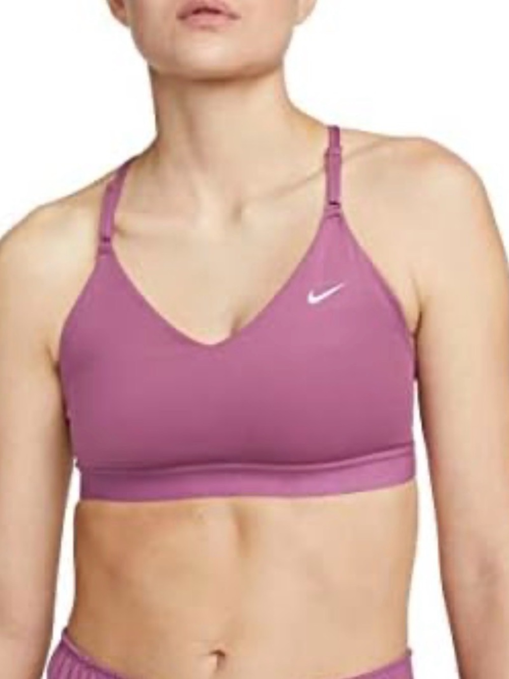 Nike Light Plum Dark Lavender Sports Bra Medium Support Non Padded Sz small